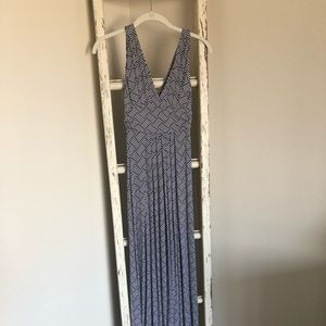 Navy Maxi Dress Geometric Pattern
